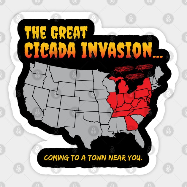 Cicada Invasion Coming to These States in US Map Funny print Sticker by creative